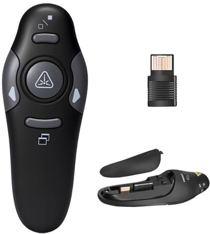 Presentation Clicker 328FT 2.4GHz Wireless Presenter Remote Control | PowerPoint Clicker USB Slide Advancer Infrared Laser Pointer Office PPT Flip Pen for PowerPoint Keynote Windows Mac PC Laptop