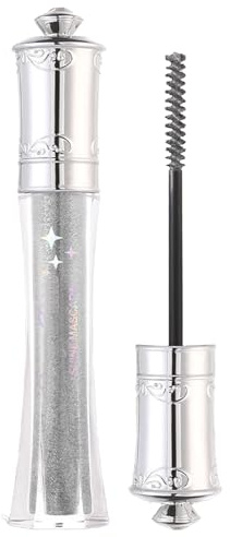 Glitzer Mascara für Wimpern,Glänzende Diamond Sparkle Silber Wimperntusche Wasserfest,Längenverlängernde Schimmer-Wimpern-Make-up für Party&Feiertage,Hochpigmentierter Augen Make-Up für Christmas