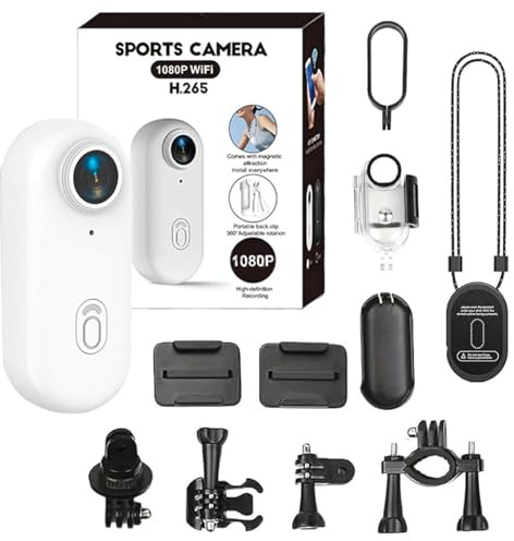 4K Winter Sports Action Camera, Ski & Snowboard Helmet Camera, Wearable Hands-Free Camera for Snowboarding, Skiing, Ice Skating & Adventures, Complete Kit with 64/128/256GB (White-1080P,256G)