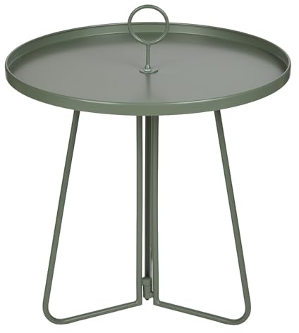BUTLERS Beistelltisch Ø45cm mit Griff -Porter- Klappbarer Metalltisch | Wetterfester Balkontisch & Coffee Table | Mobiler Beistelltisch klappbar | kleine Balkonmöbel & Gartenmöbel