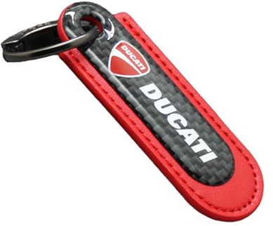 Generisch Schlüsselanhänger Motorrad für Ducati 796 400 795 821 Monster 696 Carbon Look Rotes PU Leder Stylisches Schlüsselband