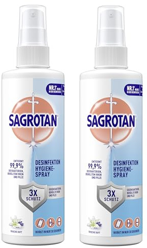 Sagrotan Hygiene Pumpspray – Desinfektionsmittel für Textilien und Oberflächen im Haushalt – 2 x 250 ml Sprühflasche im praktischen Vorteilspack