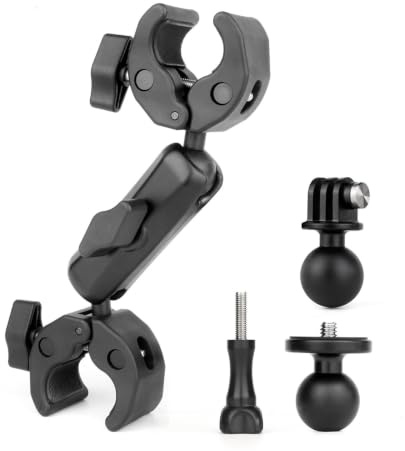 Double Clamp + 2-Pack 1'' Ball Adapter Umbrella For Chair Desk Tripod Camera Mount