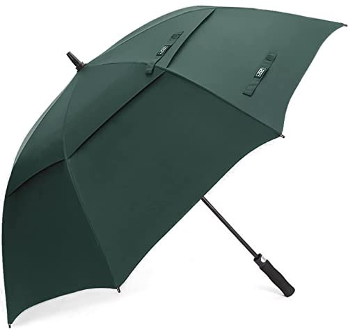 G4Free 47/54/58/62/68 Inch Automatic Open Golf Umbrella Extra Large Oversize Double Canopy Vented Windproof Waterproof Stick Umbrellas (Dark Green, 62 inch)