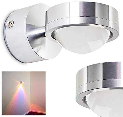 LED Wandlampe Harare, moderne Wandleuchte in Chrom mit blauem Farbfilter, Wandstrahler mit Lichteffekt, 1-flammig, 1 x 3 Watt, 300 Lumen, Lichtfarbe 3000 Kelvin (warmweiß)