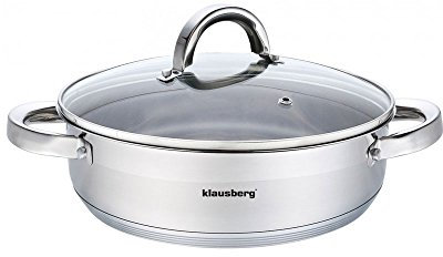 Flach Topf mit Deckel (6l, Ø28cm)