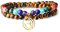 COAI Geschenkideen Unisex Yoga Armband aus Tigerauge mit 7 Chakren und OM Anhänger