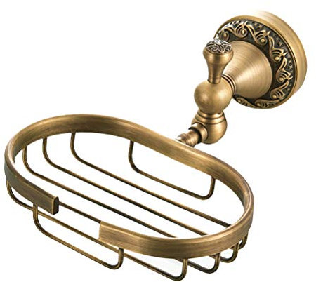 Style Vintage Laiton Massif Mural Bain/Porte- Panier Laiton Antique étagère Plateau pour Maison de Salle de Bain (Doré)