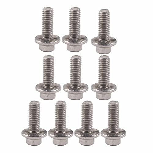 10 Uds.Tornillos de Brida Hexagonal de Acero Inoxidable M6 Tornillo de Tapa Tornillos de Cabeza de Arandela Sujetador Pernos de Arandela de Cabeza de Tapa (M6*20)