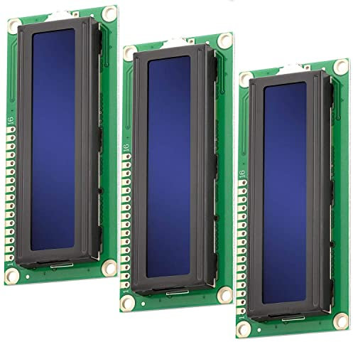 AZDelivery Compatible with HD44780 1602 16x2 Serial LCD White Character Blue Backlight Display Board 3.3V 5V Compatible with Arduino and Raspberry Pi Including E-book! (Pack of 3)