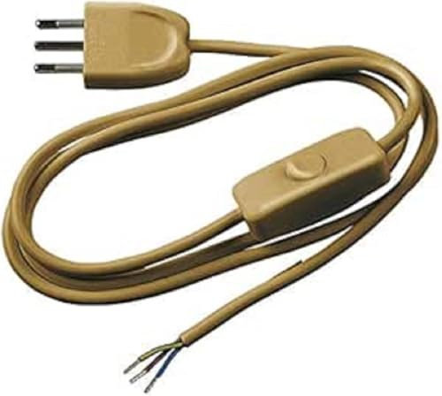 POLY POOL - PP0374.6Q Cavo Abat jour Bipolare Oro 1,5 Mt - Cavo Con Interruttore 2 Ampere e Spina 10A 2P+T - Cavo Abat jour Bipolare Sicuro Made in Italy