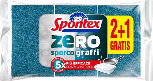 Spontex Zero 2+1, Spugna Abrasiva Per Tutte Le Superfici, 3 Pezzi (uno Omaggio)