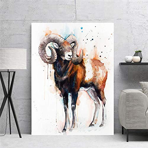HERW Leinwandbild Leinwand Malerei Gemalt Schaf Poster Wandkunst Leinwanddrucke Poster Dekorative Tierdruck Leinwand Kunst Wandbild Wohnzimmer Schlafzimmer Küche Dekoration
