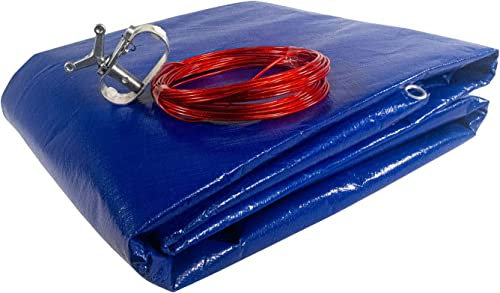 well2wellness® Premium Abdeckplane blau/schwarz mit 200 g/m² für Rundbecken mit Durchmesser 450-460 cm