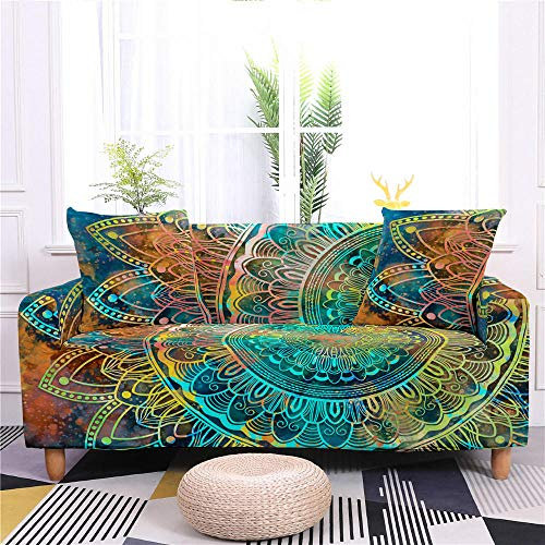 ZAHHYG Sofaüberwurf Mandala Bunt Sofabezug Sofa Überzug Stretchy Couchbezug Sofa Bezug Ecksofa Überwurf Sofabezüge Antirutsch Sofahusse Jacquard Sofaüberzug 2 Places (145cm-185cm)