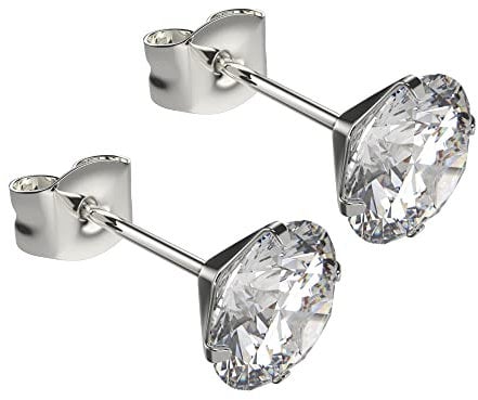 Max Palmer - 925 Silber - Ohrstecker mit Swarovski Kristall - Krappenfassung - [03.] silber - 5mm