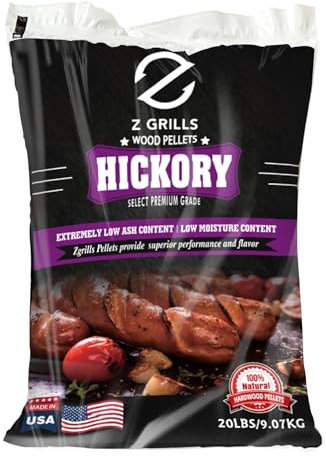 Z GRILLS Holzpellets für Smoker und Grill, Hickory-Pellets, 100% natürlich, 9 kg