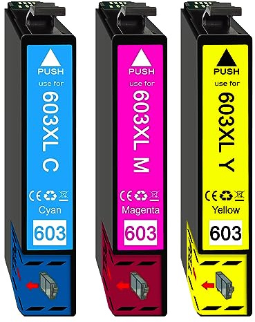 Druckerpatronen 3er Color-Set kompatibel für Epson 603XL - XP2100 XP3100 | 3 XL-Farbpatronen: 1x Cyan, 1x Magenta und 1x Gelb, mit Chip und Füllstandsanzeige
