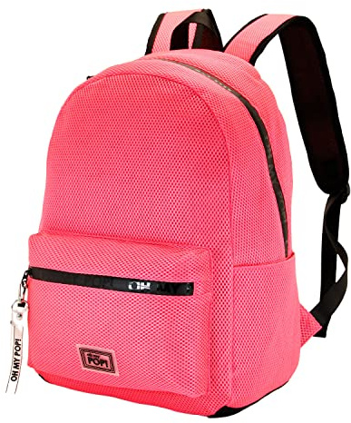 Oh My Pop! Fucsia Neon-Mesh Rucksack, Rosa