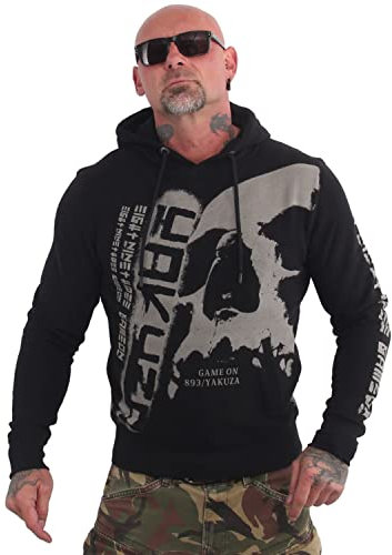 Yakuza Herren Skull View Kapuzenpullover, Schwarz, S