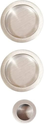 bricoleva.it Kit Serratura Porta Scorrevole Rosetta Tonda Cieca Senza Serratura, Maniglia con Serratura per Porta Scorrevole (Colore Cromo Satinato)