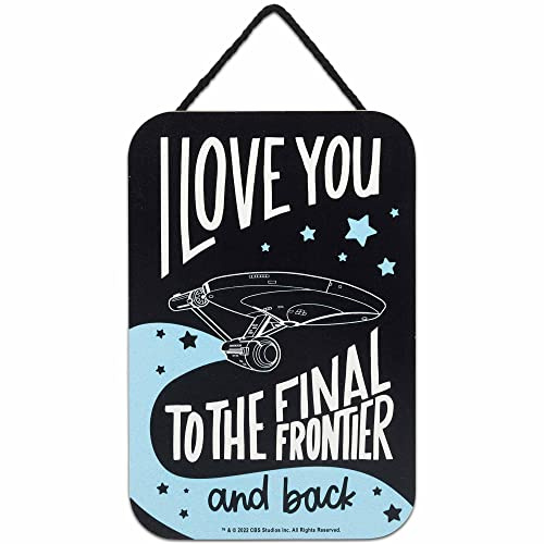 Open Road Brands Star Trek I Love You to the Final Frontier Hanging Wood Wall Decor - Vintage Star Trek Sign - Great Gift Idea | Vintage Star Trek Sign for Home