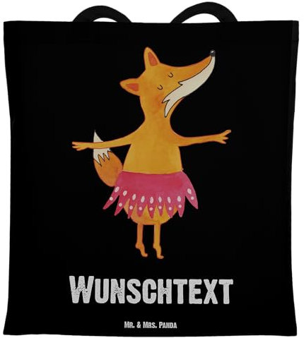Mr. & Mrs. Panda Personalisierte Tragetasche Fuchs Ballerina - Personalisierte Geschenke, Tänzerin, Aufführung, rosa Tütü, Personalisierte Tasche,
