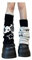 QXFQJT Women Girls Leg Warmers Y2k Star Skull Harajuku Gyaru Japanese Goth Leg Warmers Knit Striped Long Leg Cover, Black, Adjustable