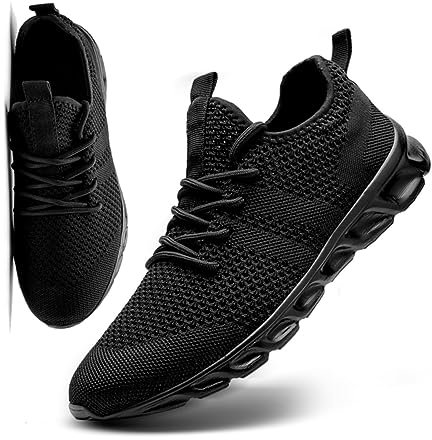 MGNLRTI Herren Schuhe Sneaker Laufschuhe Sommerschuhe Sportschuhe Straßenlaufschuhe Turnschuhe Fitnessschuhe Joggingschuhe Workout Freizeitschuhe Männer Running Shoes Gym schwarz EU50
