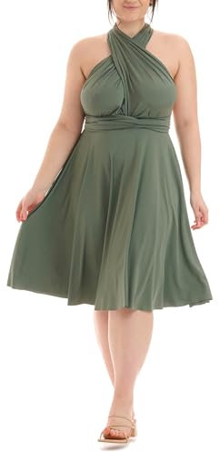 Juvell Infinity-Kleid Curvy - Brautjungfernkleider Plus Size - Infinity Dress kurz - Hochzeit - Elegantes Cocktailkleid-Abendkleid-Abschlussball - 1100-C (46-50, Grün)