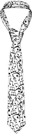 LEEOOL Herren-Krawatte, Musiknoten mit Notenschlüssel, Herren-Krawatte, Kunst-Krawatte, Anzug-Krawatte, Business-Casual-Hochzeit, formelle Krawatte