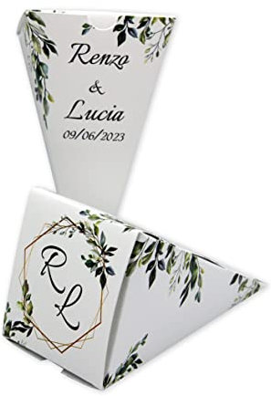 Pz 24 Cono Portariso Matrimonio Personalizzato, Cono Portariso Chiuso Matrimonio Personalizzato, Personalizza e seleziona la quantità desiderata. (Matrimonio Mod.1)
