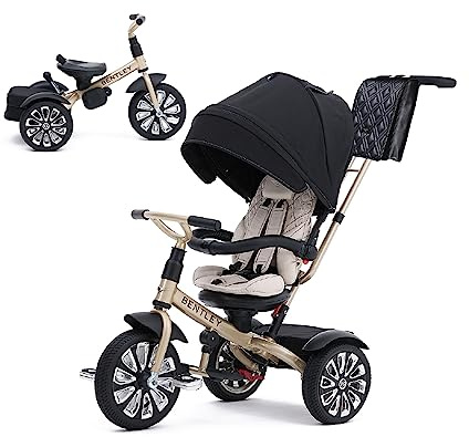 Bentley Trike - All Terrain Toddler Bike 6-in-1, Mulliner Gold Limited Edition, Officially Licensed and Designed by Bentley Motors UK; Baby to Big Kid Tricycle (6m-5y+)