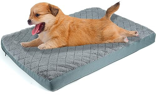 ZENO Memory Foam Dog Bed | Orthopedic Dog Bed with Removable Zipper Cover | Non-Skid Bottom Dog Cat Bed | Waterproof Mattress Protector Puppy Bed Dog Accessories Dog Beds Sofa Bed | 75 x 50 CM, Grey