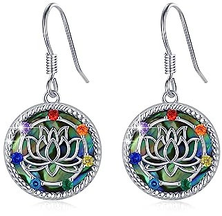 ZIPPICE Ohrringe für Damen 925 Sterling Silber Hängend Chakra Ohrringe Lotus Ohrringe Schmuck Geschenke für Frauen, Teenager, Mädchen, Mutter