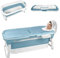 SUBTLETY Faltbare Badewanne Erwachsene Tragbare Klappbadewanne mit Abdeckung Seifenkorb & Massagerollen Wannen zum Aufstellen in der Dusche Ideal für Kleine Badezimmer SPA (148 x 60 x 53 cm, Blau)