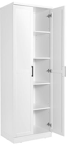 COSTWAY Armoire de Rangement, Armoire Chambre 2 Portes et 4 Étagères, Poignée en Métal, Armoire Multifonctionnelle, Blanc, 59 x 43,5 x 178cm (Blanc)