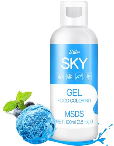 Lebensmittelfarbe Gel - 100ml Gel Lebensmittel Farben für Kuchen, Backen, Kekse, Macaron - Zuckerfrei Konzentrierte Farbe Food Coloring für Tortendeko, Getränken, Osterei, DIY Slime (Sky)