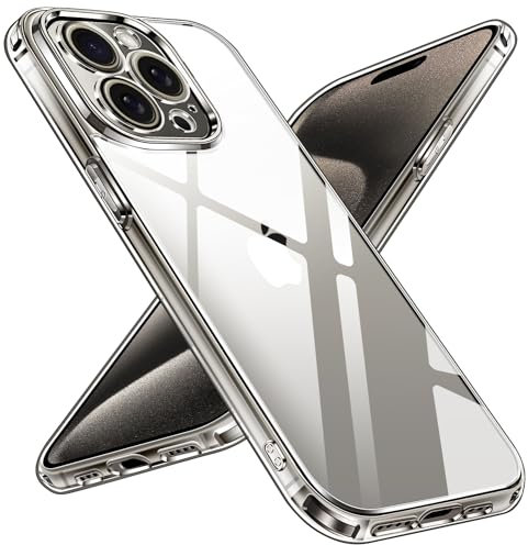 iVoler Anti Ingiallimento Chiaro Cover per iPhone 15 Pro, [Antiurto di Grado Militare] [Protezione Fotocamera] Trasparente Sottile Anti Graffio Custodia Case con Paraurti Assorbimento degli urti