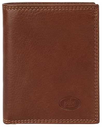 piké kleine Geldbörse im Hochformat Echt Leder Herren Vintage Brieftasche aus Rindleder, Portemonnaie 3-Fach klappbar, Geldbeutel mit Sichtfenster braun 022067