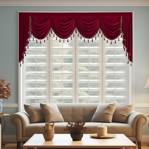 StangH Fenstervolant aus Samt, extra breit, 248 cm breit, 1 Vorhang, Rot