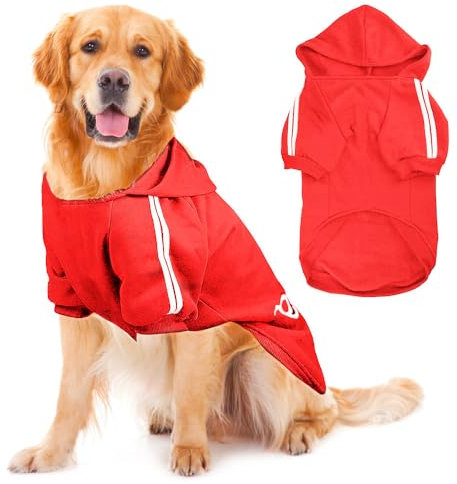 Voarge Hunde Warm Hoodies Mantel, Winterkleidung Großer Hund,Knopfdesign Hundehoodie,Hundepullover Grosse Hunde,Hundemantel (Rot, 9XL)