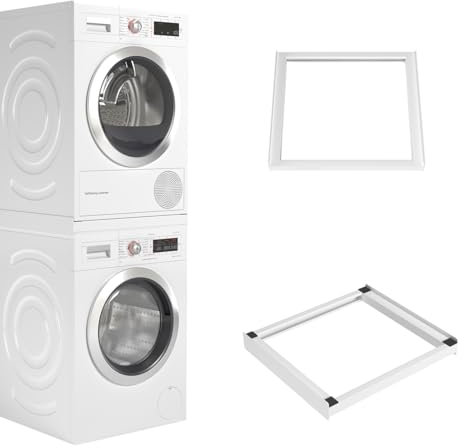 Wasophoogte Kit de Unión Universal para Lavadora y Secadora con Cuerda de Trinquete, Marco Intermedio Universal Resistente y Duradero, Kit Apilado Universal para Ahorrar Espacio en Cuarto de Lavado