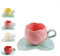 Zureto Tazza da caffè in ceramica a tulipani con piattino, tazza da caffè in ceramica creativa con sottobicchiere, latte per colazione, set di tazze da caffè a tulipani (rosa)