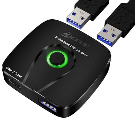 USB 3.0 Switch 2 computadoras, 1 in 2 out / 2 in 1 out, YOUTINGHDAV Conmutador USB para 2 computadoras para compartir mouse, teclado, impresora, escáner, unidad flash, Con control remoto con cable