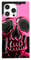 Reezaddin Square Skull Print Cool Phone Case for iPhone 14 Pro (6.1 in),Funny Unique Skeleton Gothic Halloween Design Glossy Sleek One Piece Slim Lover Gift Cover(iPhone 14 Pro 6.1,Pink)