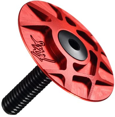 QAINKUN Ahead Kappe Aluminium 7075 Kopfkappe Tune-Cap Steuersatzzubehör Extra leichte CNC-gefräste Oberseite und Bolzenvorbaukappe Fahrradteil Bike Risk Headset Spacer (Color : RED)