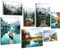 Novart Wandbilder Natur Berge Alpen - KOMPLETT AUFHÄNGFERTIG - See Landschaft Wohnzimmer Schlafzimmer Flur - 7 Moderne Bilder - N028471a