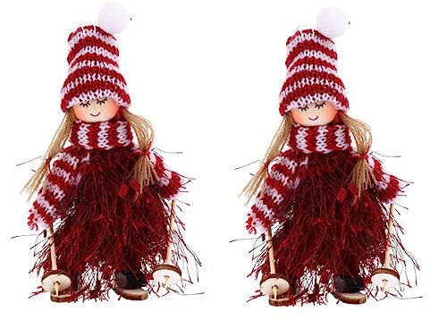 OUNONA 2 Stück Weihnachts Ski Anhänger Weihnachts Ski Puppen Anhänger Weihnachts Ski Puppen Ornament Puppen Dekoration Puppen Weihnachts Verzierung Puppen Ornamente Party
