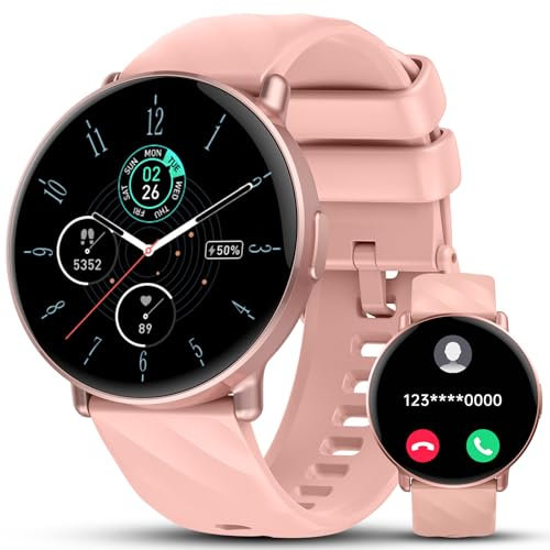 Smartwatch Uomo Donna, 1.39 Orologio Smartwatch con Effettua/Risposta Chiamate, 113+ Sportive Orologio, Sonno/Cardiofrequenzimetro/SpO2/Contapassi/Calorie, Smart Watch per Android iOS, Oro rosa